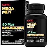 GNC Mega Men 50 Plus Multivitamin Caplets, Clinically Proven, Heart & Prostate Health, B Vitamins, Saw Palmetto, Memory, Vitamin D-3, 60 Count