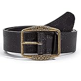 Flimire Women Western Belt Vintage Metal Buckle Leather Belts Country Cowboy Cowgirl Belt for Jeans Pant Dress