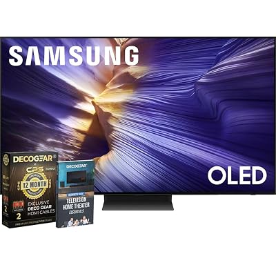 Samsung 77 inch OLED 4K S90F Smart TV (2025) Vision AI, OLED HDR+ Bundle with CPS Exclusive 1-Year Protection & Deco Gear Complete Home Theater Beginner's Guidebook