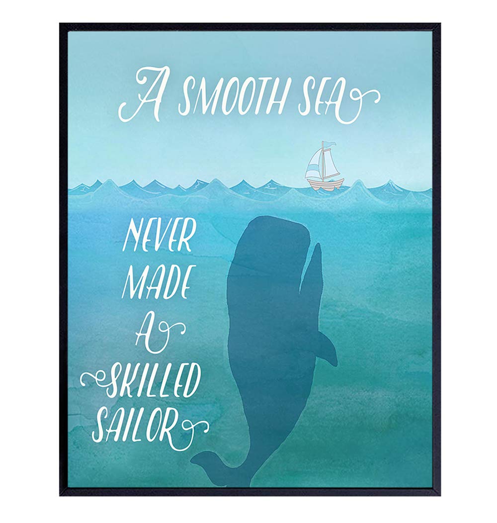 Amazon Com Inspirational Quote Wall Decor 8x10 Motivational Wall Art Poster Room Decoration For Lake Or Beach House Positive Saying Whale Nautical Wall Decor Sailboat Gift For Sailors Unframed Print Handmade