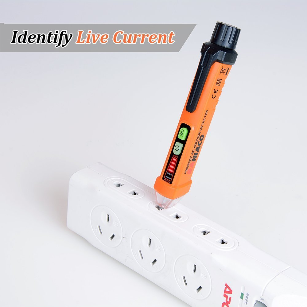 Raniaco Voltage Tester with Led Light, Highly Sensitive and No-Touch Triple Level (Orange-Black)
