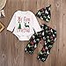 Baby My First Christmas Bodysuit and Deer Print Pants Outfit with Hat