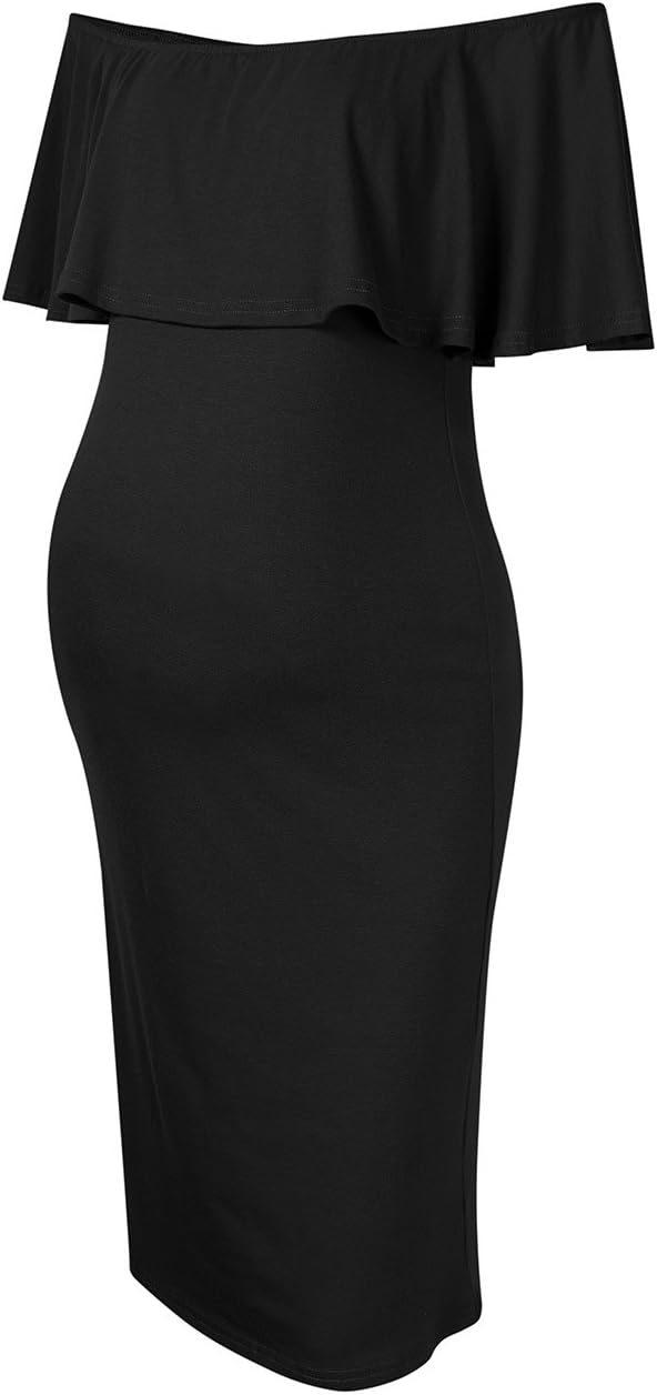 Coolmee Women's Maternity Dress Off Shoulder Casual Maxi Dress