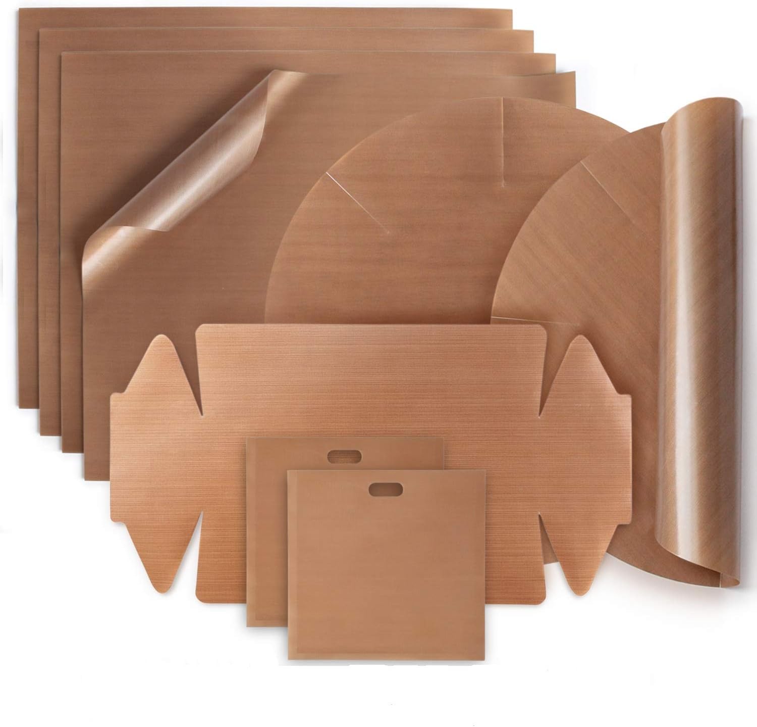 Amazy Dauerbackfolie (9er Set) – Das Premium Backpapier – Wiederverwendbar, hitzebeständig, antihaftbeschichtet und spülmaschinenfest (9er Pack – 4x eckig, 2x Springform rund, 1x Kastenform, 2x Toasttasche)