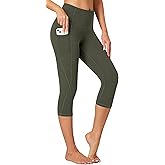Heathyoga Capri Leggings for Women High Waisted Capri Leggings with Pockets for Women Tummy Control Yoga Pants Women