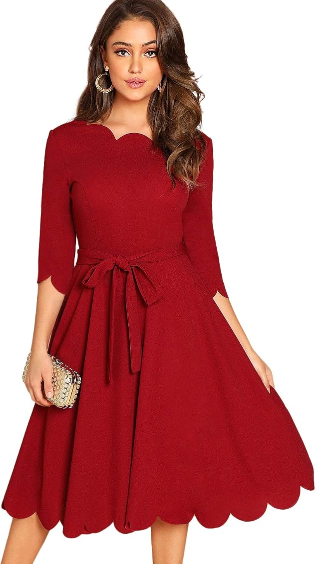 Flare Cocktail Scallop Dress 