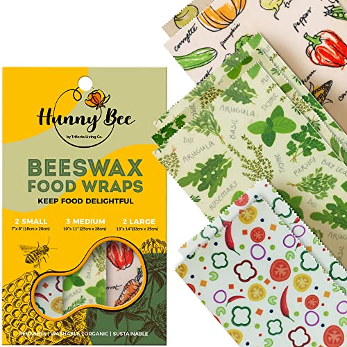HUNNYBEEE Beeswax Wrap (7 packs) Beeswax Paper Food Wrap
