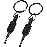 JOTOVO Flat Knurled Swivel Key, Universal Standard Handcuff Key 4" Long with Detachable Keyring, Black- 2PCS, Black, 4 in