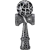 Teyva Daily Kendama Toy Full Size Crack Solid Wood Teens, White Black | Wooden Ball and Cup Game, Pre-strung Ready to Play, Hand-eye Skill Development, Crack Pattern for Teens and Adults
