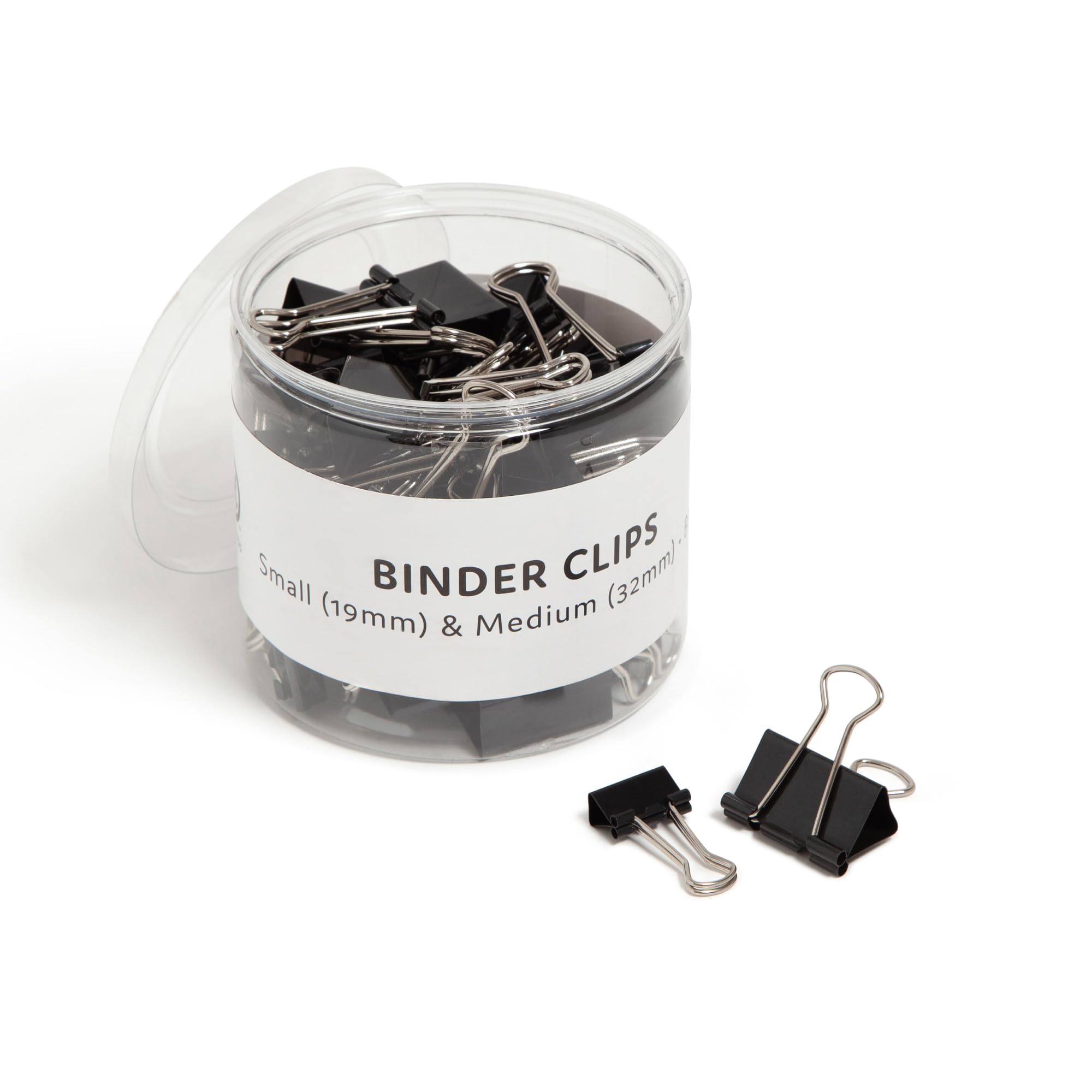 U Brands Binder Clips, Assorted Sizes, Small 3/4-Inch Width and 1/3-Inch Paper Holding Capacity, Medium 1-1/4-Inch Width and 1/2-Inch Paper Holding Capacity, Black and Silver Steel, 80-Count