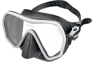 SEAC Ajna, Frameless Scuba Diving Mask with Wide View, 100% Silicone Skirt, Black
