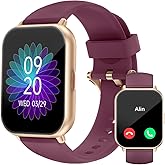 RUIMEN Smart Watches for Men Women (Answer/Make Calls, 2 Bands Included), 1.8" Smartwatch for iOS/Android Phones, Fitness Tracker Heart Rate/Sleep Monitor Digital Watch Waterproof Purple