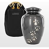Trupoint Memorials Small Pet Urn for Dogs and Cats Ashes, Paws Print Grey Cremation Urns for Pets up to 17 lbs