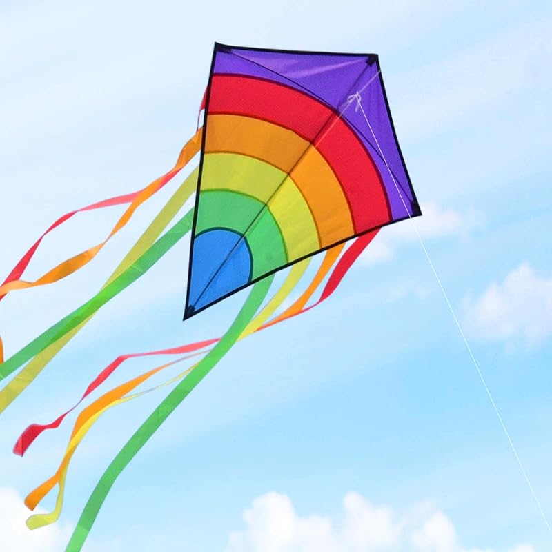 AESTEMON Kite for Kids Rainbow Diamond Kite Easy to Fly 64 x 75 cm 80 m Line