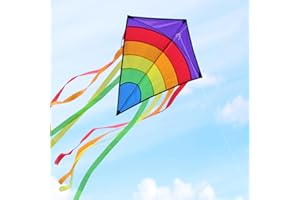 AESTEMON Kite for Kids & Adults, Easy to Fly Kite, Rainbow Eddy Diamond Kites for Kids & Beginner