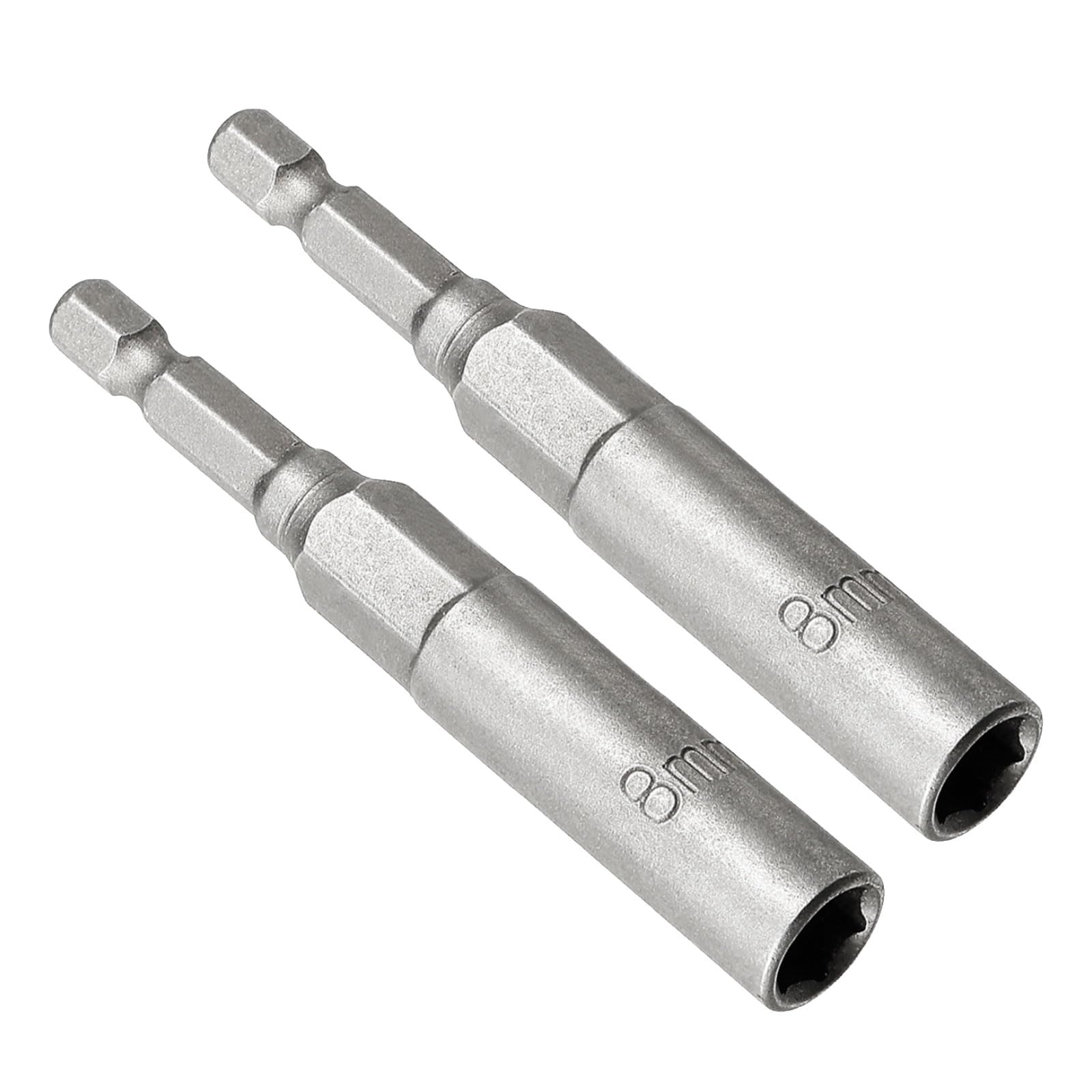 CoCud Quick-Change Nut Setter Driver Bit, 8mm Metric 80mm Length 1/4" Shank, CR-V No-Magnetic Straight Shank Setter Drill Bits - (Applications: for Auto Repair) - 2pieces