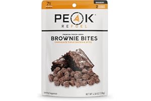 Peak Refuel Fudge Brownie Dessert Bites | Freeze Dried Backpacking and Camping Food | Tasty Trail Treat | High Protein Snack Packs (Brownie 1-Pack)