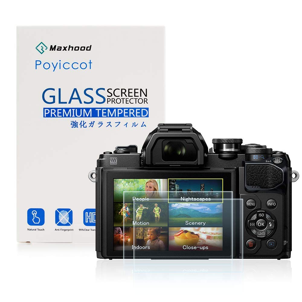 Maxhood (2-Pack Olympus OM-D E-M10 Mark III Tempered Glass Screen Protector, Optical 9H Hardness 0.3mm Ultra-Thin DSLR Camera Glass for Olympus OM-D E-M10 Mark III