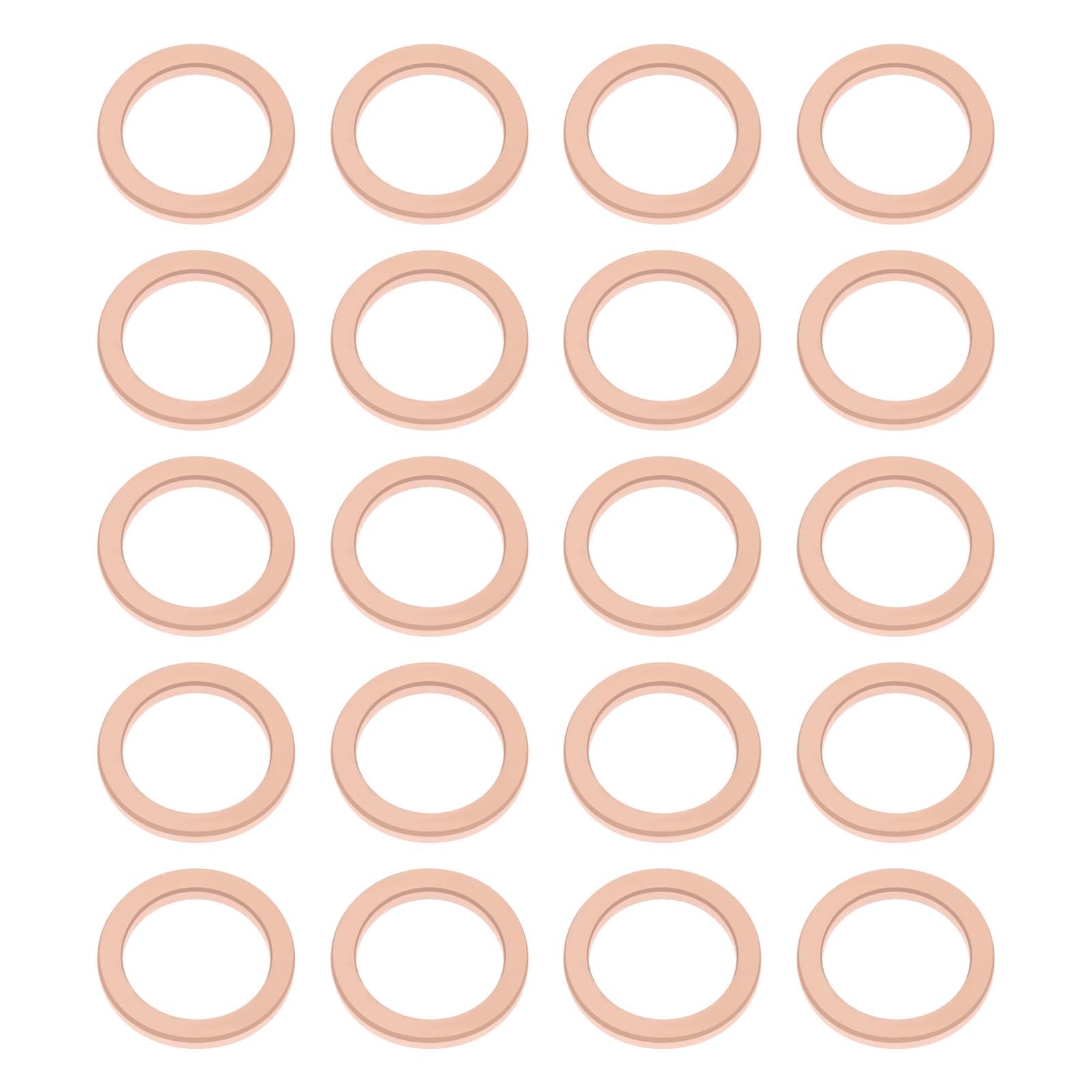 eMagTech 60PCS Copper Sealing Gasket Flat Washer Inner Diameter 10mm Outer Diameter 14mm Thickness 1.5mm for Motorcycles Bicycles Automobiles