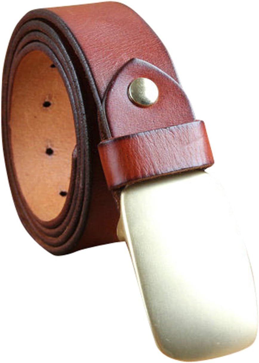 CUKKE Men's Belts Full Grain Leather Copper Slide Buckle Full Adjuastable 38MM