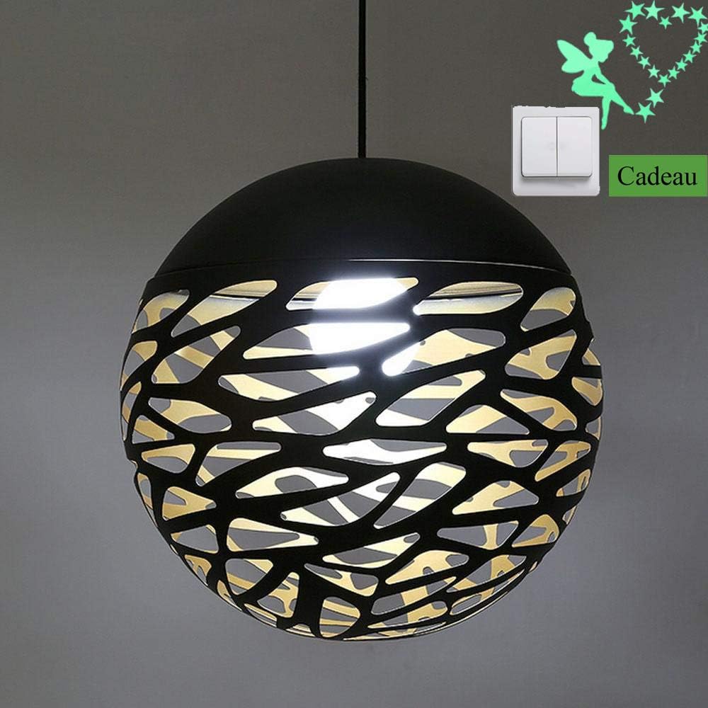 GOECO Plafonnier Lustre en Fer Forgé - Noir + Or, 3 Ampoules, 45x20cm