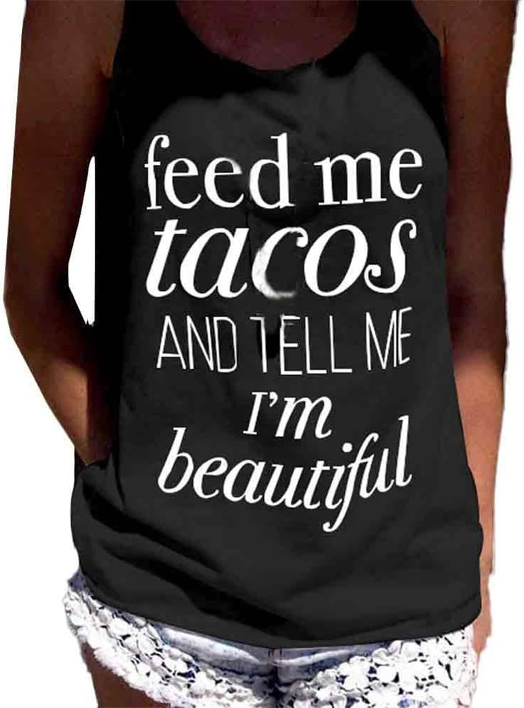 Winhurn Sexy Women Feed Me Tacos Sleeveless Tank Top T-Shirt Vest