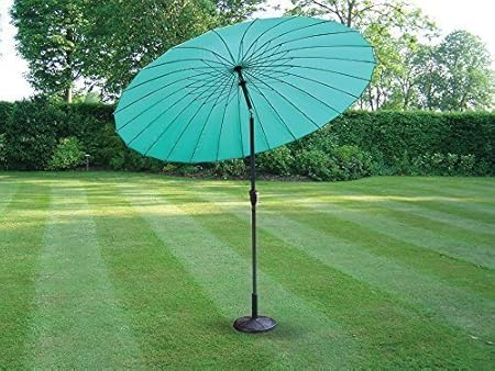 Garden Mile Large 2 6m Teal Parasol Colourful Turquoise Cocktail Umbrella Garden Patio Sun Shade Steel Metal Powder Coated Garden Furniture Parasol With Winding Crank Tilt Function Turquoise Amazon Co Uk Garden Outdoors