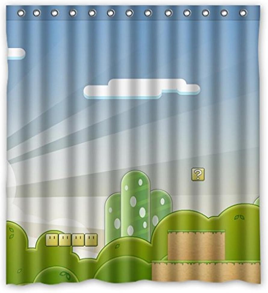 Anne Home Custom Super Mario Game Scenery Cartoon Fabric Window Curtains 52"x63" (One Piece) Blackout Curtains/Drapes Bedroom Decor