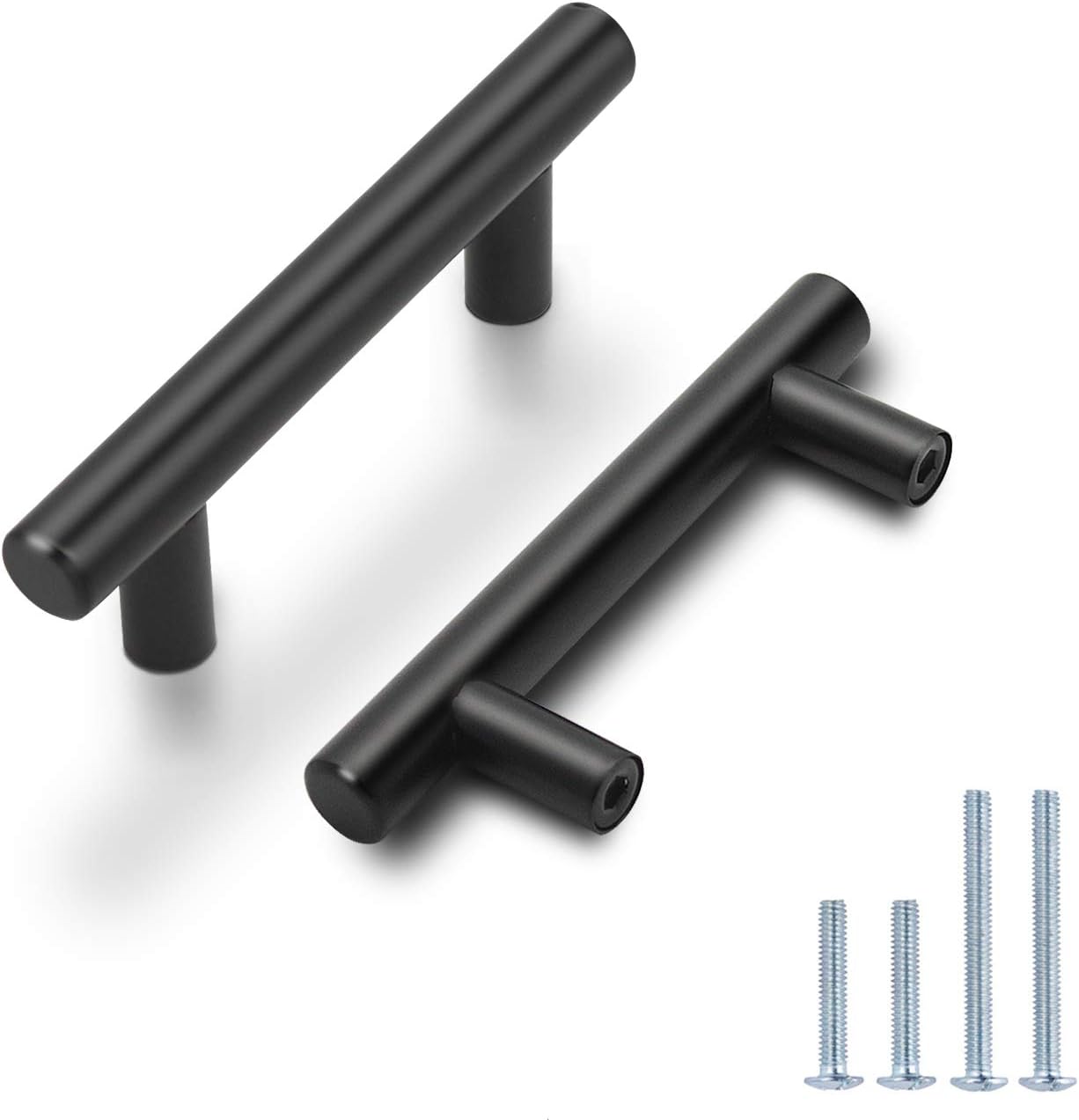 Cabinet Hardware 20 Pack Probrico Flat Black Modern Cabinet Cupboard Pulls 2 1 2 Hole Centers Kitchen Cabinet Euro T Bar Dresser Handles Hardware