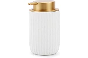 Segbeauty Ceramic Liquid Soap Dispenser, 10.8oz White Lotion Soap Dispenser with Golden Pump, 320ml Refillable Decorative Pum