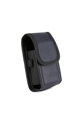 BELTRON Genuine Leather Universal Flip Phone Case - Vertical Pouch With Belt Loop, Metal Clip & Dual Magnet For TCL Flip Pro, Alcatel Go Flip & More