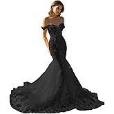 Zeeyecie Off Shoulder Tulle Wedding Dresses Mermaid Lace Applique V-Neck Bridal Gowns with Train for Brides