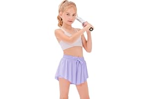 Stelle Girls Flowy Shorts with Pockets Athletic Running Skirt High Waist Butterfly 2 in 1 Sports Short 5-16 Years