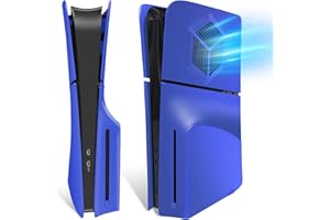 Faceplates for PS5 Slim Console with Cooling Vents, Megadream Hard ABS Shockproof Anti-Scratch Dustproof Console Case Cover Replacement Plate Shell for PS5 Slim Disc Edition, 4 Cover Plates, Blue