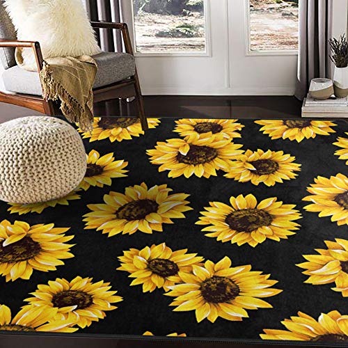 Shabby Chic Floral Sunflower Area Rug by ALAZA, 7'x5' - Cute Decor Online