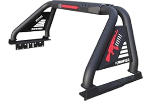 KNAWIER R12 Roll Bar for Full Size Pickup Truck, Adjustable Chase Rack Sports Bar Roll Cage Compatible with Silverado/Tundra/F-Series/Sierra/Titan/Titan XD/Ram1500/2500/3500,Include Brake Light