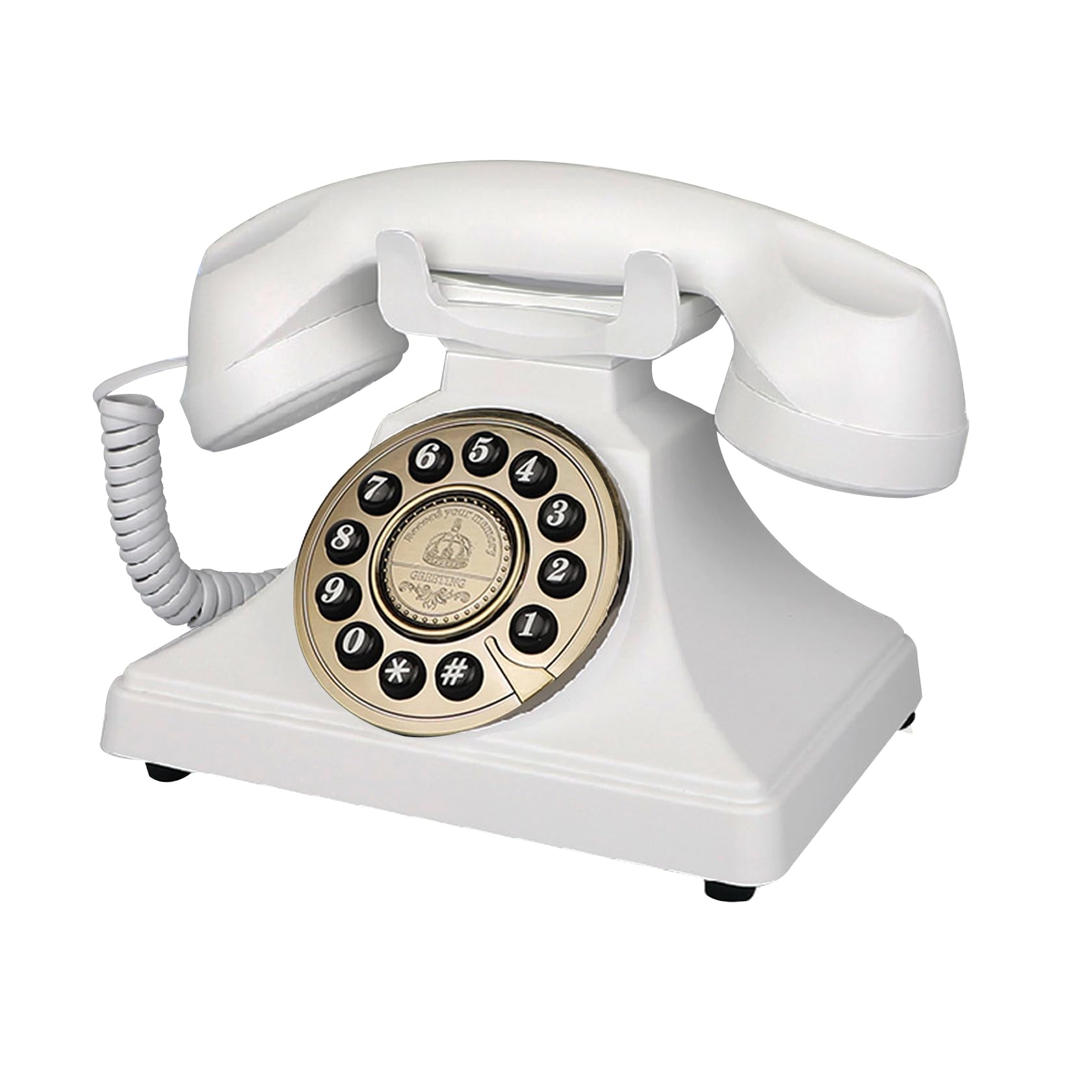 Photo 1 of White Vintage Telephone, Corded Retro Landline Phones for Home, Single Line Old Fashion Desktop House Phone with Loud Ringer for Seniors, Classic Antique Phones for Office/Hotel/School