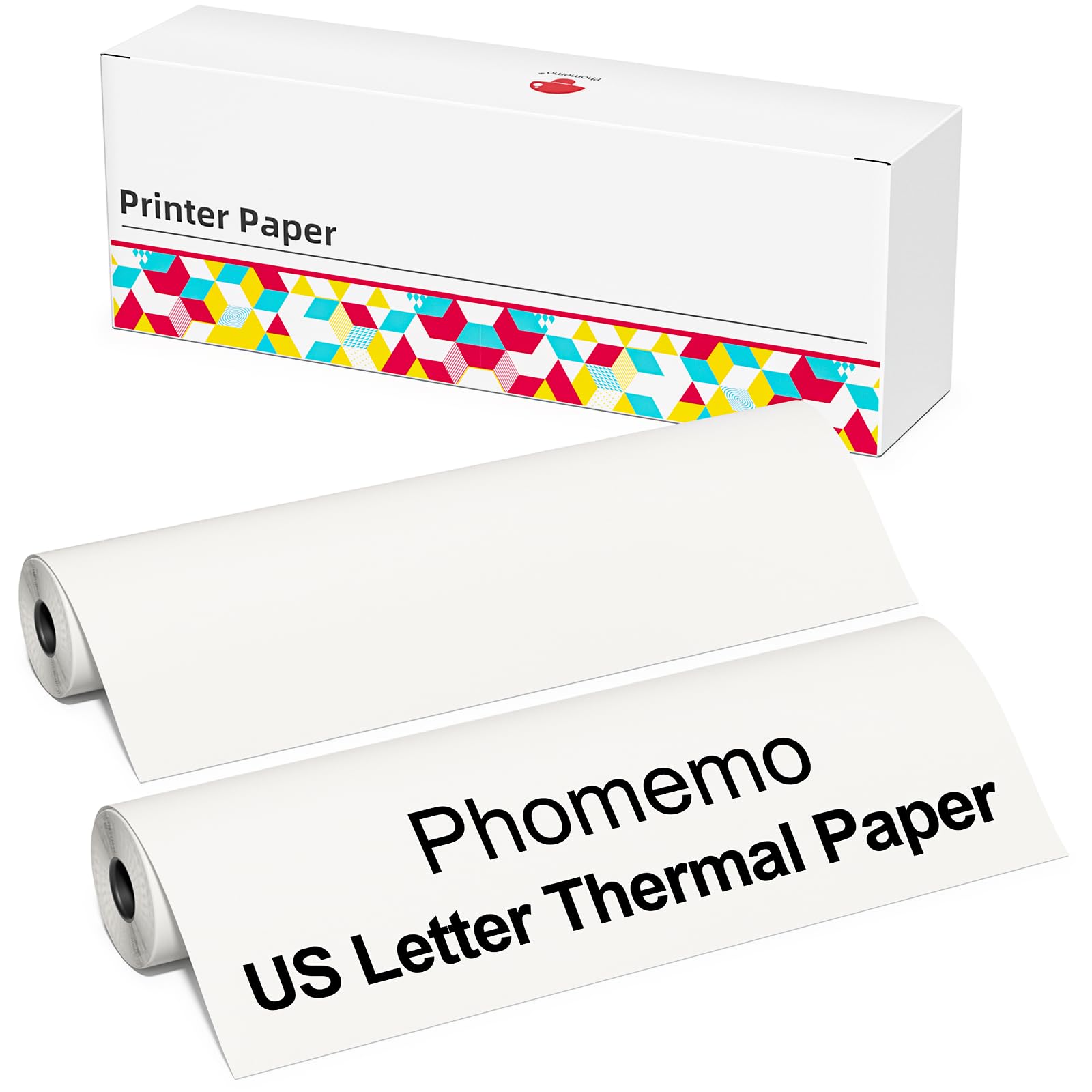 Phomemo Thermal Printer Paper - US Letter Size Paper, 216mm x 6.5m (8.5" x 256"), Compatible with Phomemo M832/M833/M834 A4 Printer, for Travel, Home, Photo, Invoice, Contract, 2 Rolls