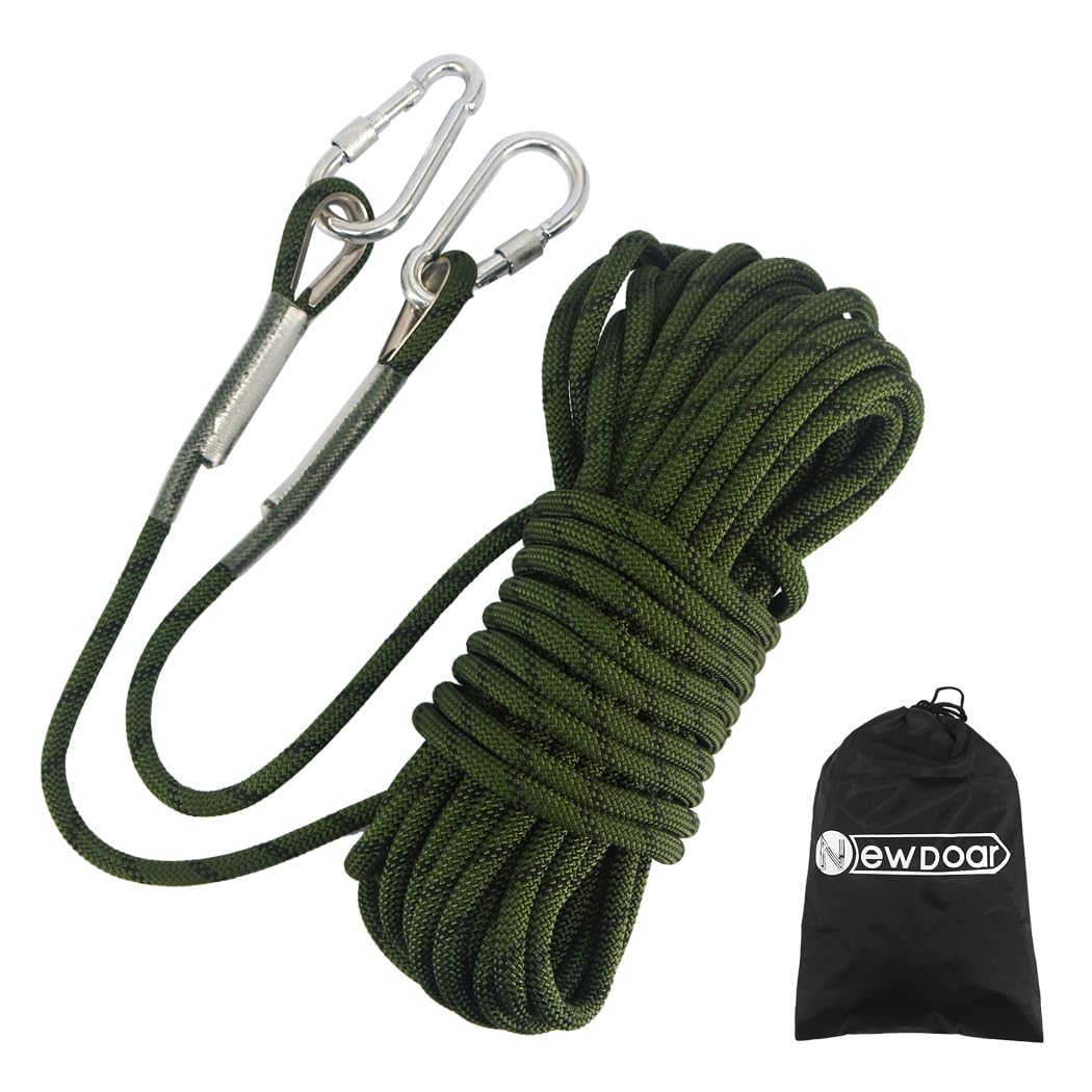NewDoar 18KN Static Climbing Rope 10mm(3/8in) Accessory Cord Equipment 33FT(10M), 66FT(20M) 98FT(30M) 165FT(50M) Escape Rope Ice Climbing Equipment Fire Rescue Rope-Green/30M