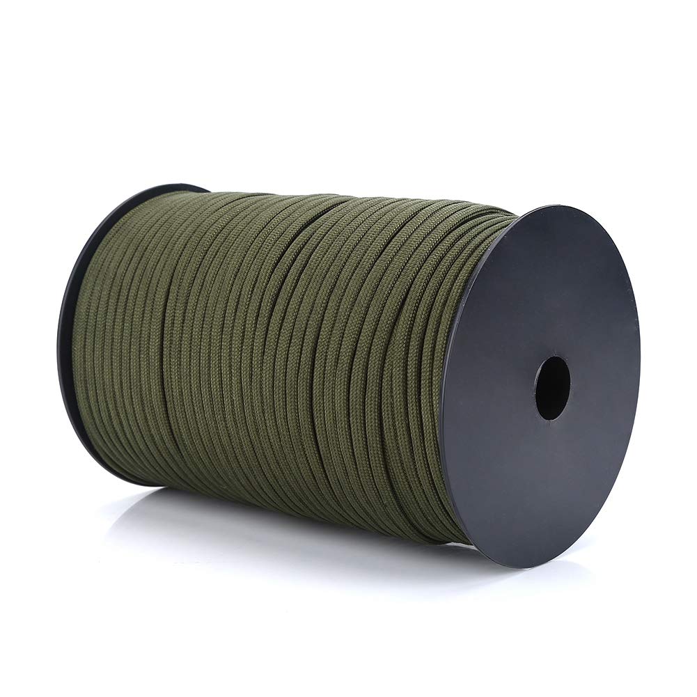 550 High Density Paracord Camping Tent Rope, Reflective Thick Parachute Tent Guy Cord Rope 100m, 9 Strand High Wear Outdoor Camping Activities Rope Drawstring Cord Line(Army Green)