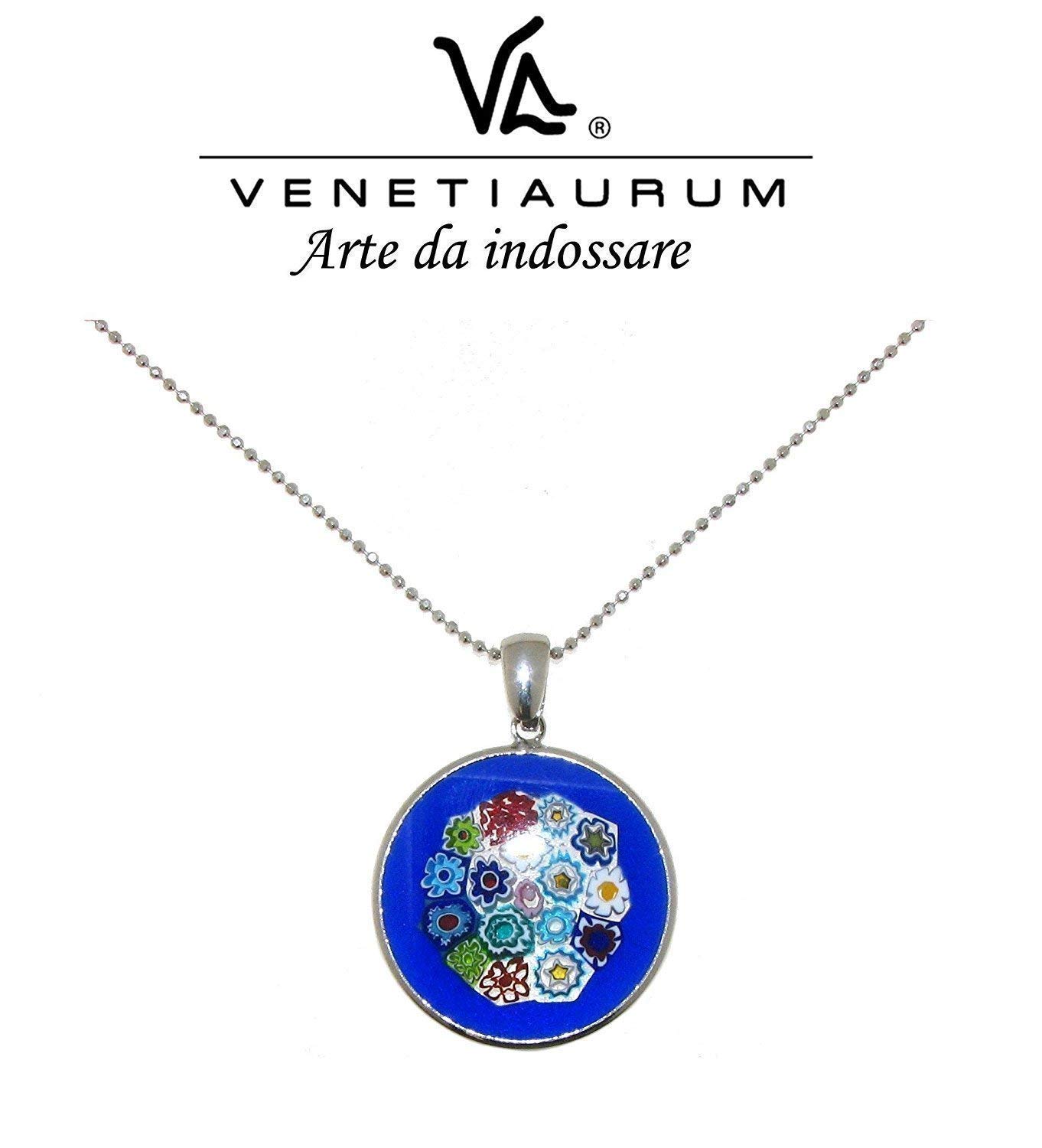 Collar Mujer Cristal Murano Original Italy Collar Para Mujer Venetiaurum Con Colgante De Murrina De Murano - Cristal Original Y Plata 925, Certificado Made In Italy Colgante Cristal Murano Original