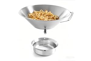 Haofy Oil Strainer Basket for French Fries Chicken 304 Stainless Steel Food Draining Bowl Grease Funnel for Home Commercial K