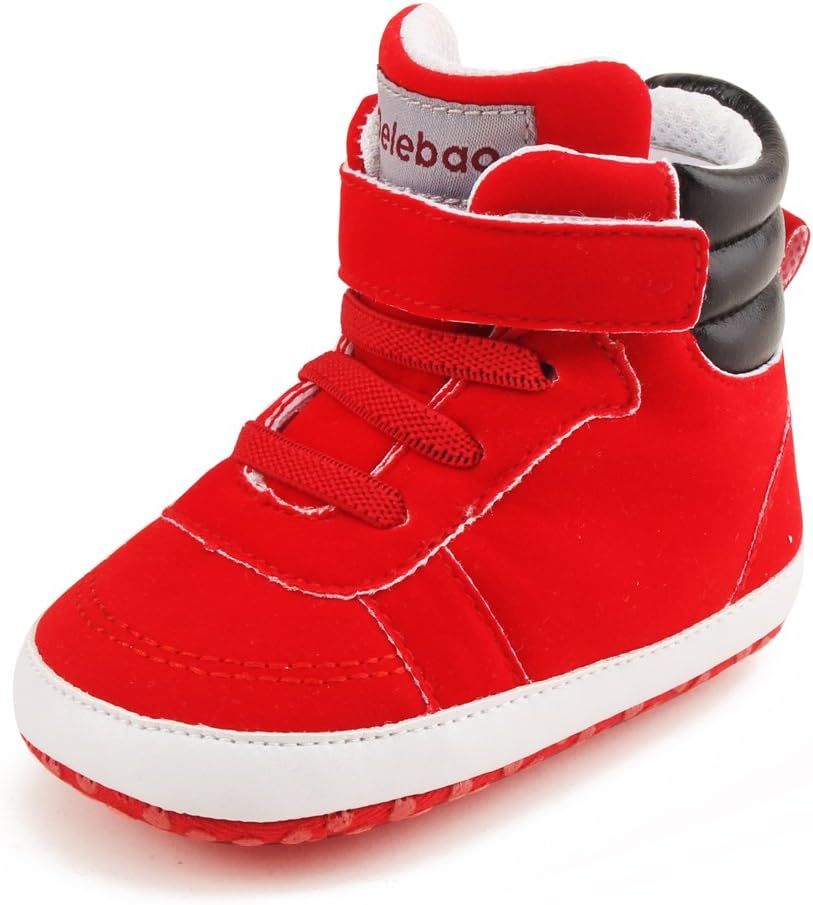 DELEBAO Infant Toddler Baby Lace Up Soft Sole High-Top Suede Warm Sneakers Snow Boots