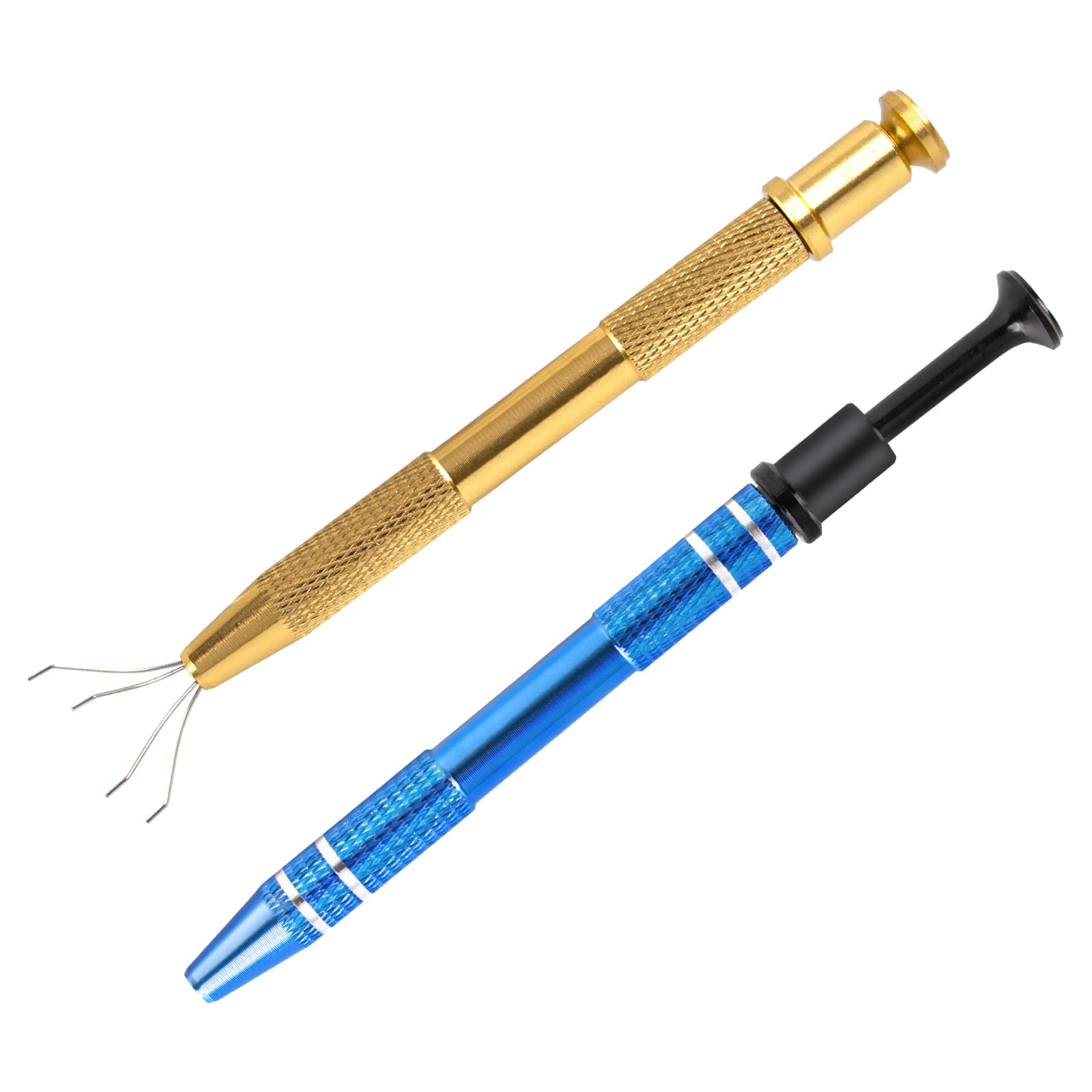 AYNKH 2Pcs 4 Prong Grabber Tool, Stainless Steel Pick Up Tool for Small Parts Jewelry Metal Tiny Electronic Components Precision IC Chips