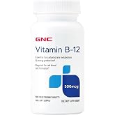 GNC Vitamin B-12 500mcg, Supports Energy Production, 100 Tablets | Supports Carbohydrate Metabolism and Energy Production, Aids Red Blood Cell Formation, Kosher, Gluten-Free, and Sodium Free