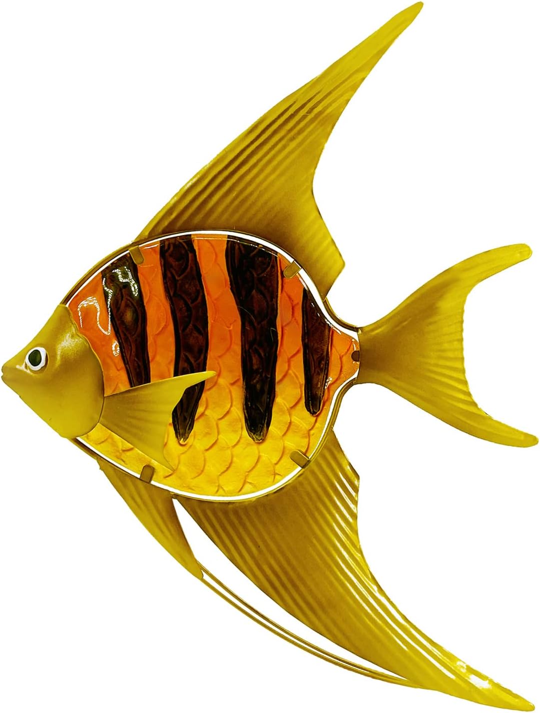 Plaques & Wall Art - John's Studio Angel Fish Sea Wall Decor Outdoor Metal Garden Hanging Art Glass Sculptures Home Ocean Theme Decorations for Kitchen Bathroom and Pool - Yellow