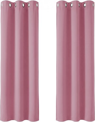 Deconovo Pink Ring Top Blackout Curtains Eyelet 2 Panels 42 x 72 in Nursery