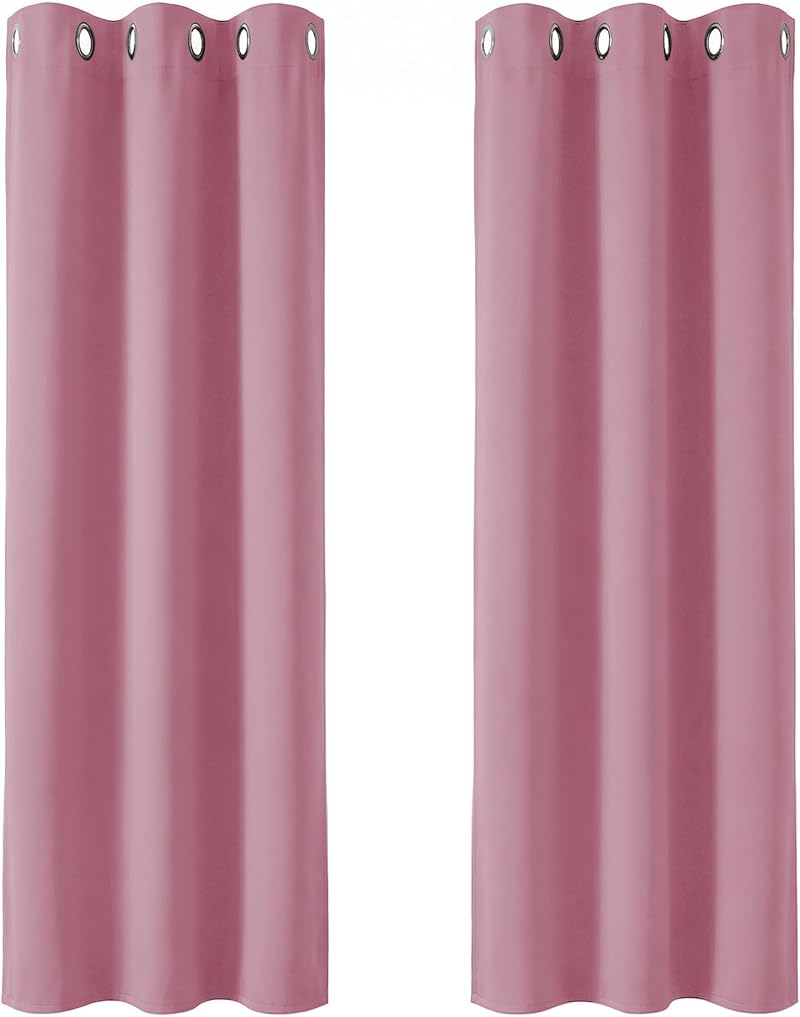 Deconovo Pink Ring Top Blackout Curtains Eyelet 2 Panels 42 x 72 in Nursery