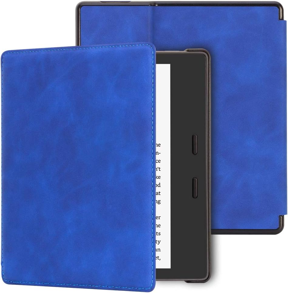 Jingdu Skin-Friendly Case for All-New Kindle Oasis(10th Generation, 2019 Release) Premium PU Leather Slim Lightweight Smart Cover with Auto Wake/Sleep (Not Fits for 9th Generaion, 2017 Release),Blue
