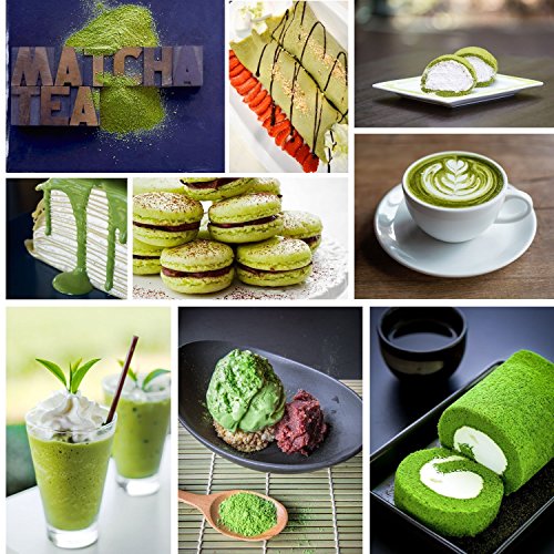 Organic Matcha Green Tea Powder by Enzo Full with Strong Milky Flavour, Easy to Dissolve in Hot Water. Perfect for Latte, Ice cream, waffles and baking (4oz)